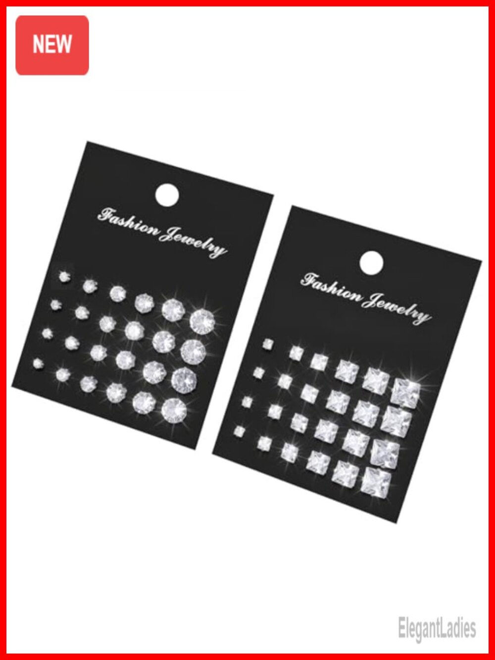 24 Pair Cubic Zirconia Stud Earrings Set for Women and Men